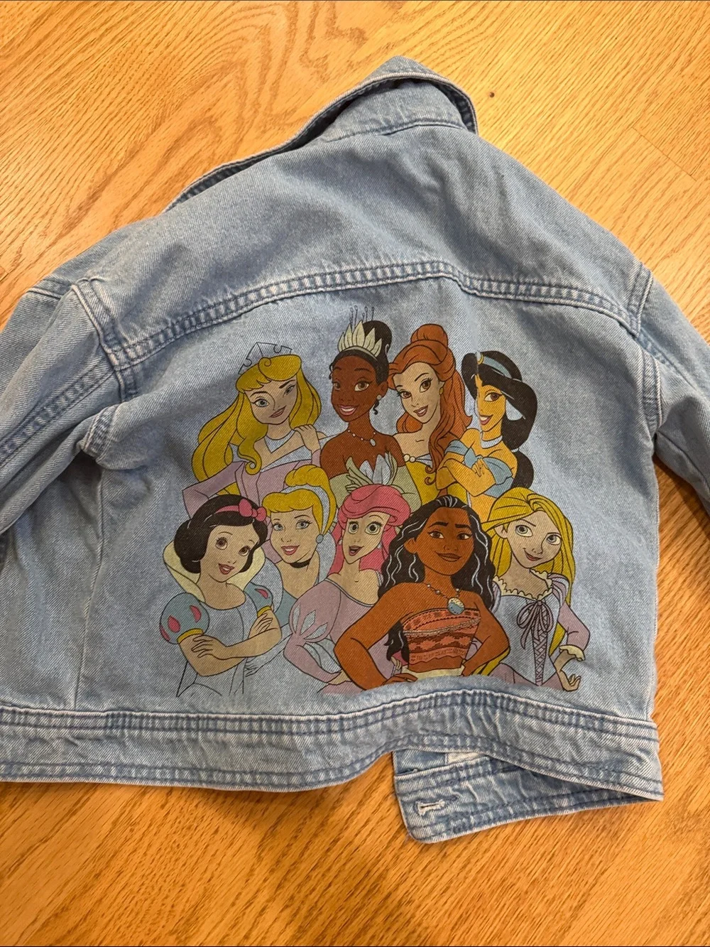 Disney Princess Girls' Light Blue Denim Jacket with Disney Princess Print